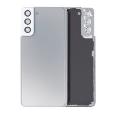 Back Cover Glass With Camera Lens For Samsung Galaxy S21 Plus (No Logo) (Aftermarket Plus) (Phantom Silver)