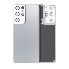 Back Cover Glass With Camera Lens For Samsung Galaxy S21 Ultra (No Logo) (Aftermarket Plus) (Phantom Silver)