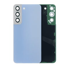 Back Cover Glass With Camera Lens For Samsung Galaxy S22 5G (No Logo) (Aftermarket Plus) (Sky Blue)