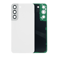 Back Cover Glass With Camera Lens For Samsung Galaxy S22 5G (No Logo) (Aftermarket Plus) (White)