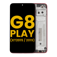 LCD Assembly With Frame For Motorola Moto G8 Play (XT2015 / 2019) (Refurbished) (Magenta Red)