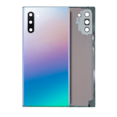 Back Cover Glass With Camera Lens For Samsung Galaxy Note 10 (No Logo) (Aftermarket Plus) (Aura Glow / Silver)