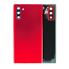 Back Cover Glass With Camera Lens For Samsung Galaxy Note 10 (No Logo) (Aftermarket Plus) (Aura Red)