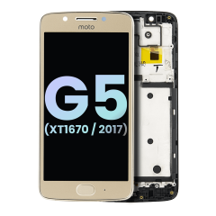 LCD Assembly With Frame For Motorola Moto G5 (XT1670 / 2017) (Genuine OEM) (Gold)