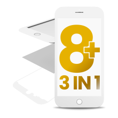3 in 1 (Glass With OCA Pre-Installed + Frame)  For iPhone 8 Plus  (OCA Master) (2 Pack) (White)