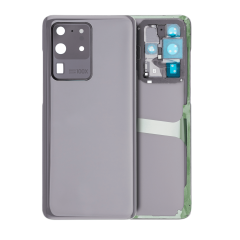 Back Cover Glass With Camera Lens For Samsung Galaxy S20 Ultra 5G (No Logo) (Aftermarket Plus) (Cosmic Gray)