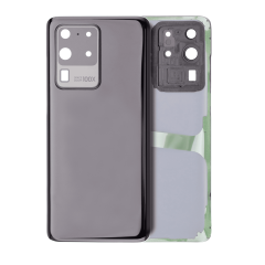Back Cover Glass With Camera Lens For Samsung Galaxy S20 Ultra 5G  (No Logo) (Aftermarket Plus) (Cosmic Black)