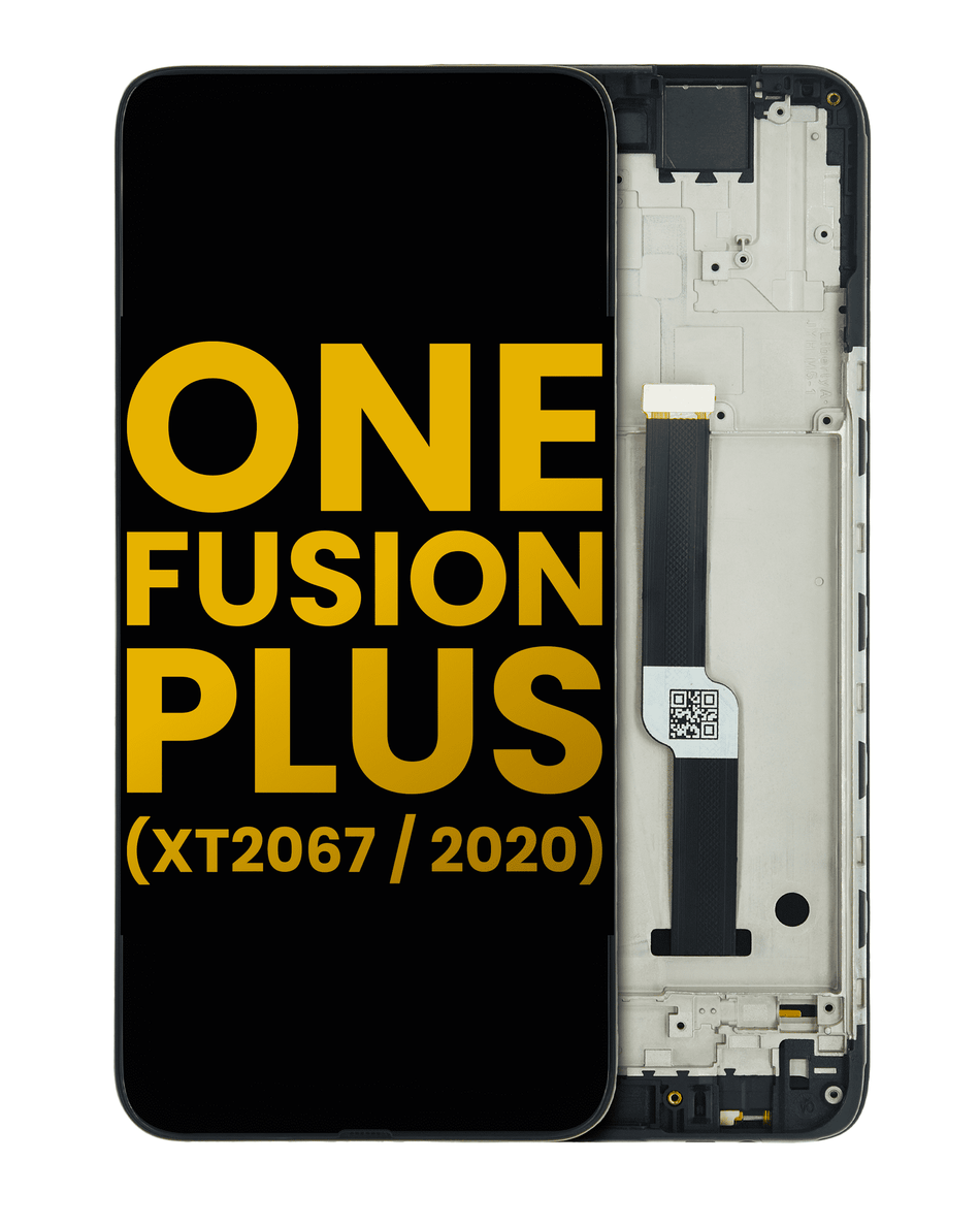 LCD Assembly With Frame Compatible For Motorola One Fusion Plus (XT2067 / 2020) (Refurbished) (Black)