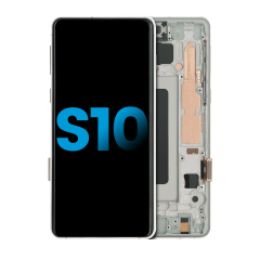 LCD Assembly With Frame (Without Fingerprint Sensor) For Samsung Galaxy S10 (Aftermarket Plus: TFT) (Prism White)