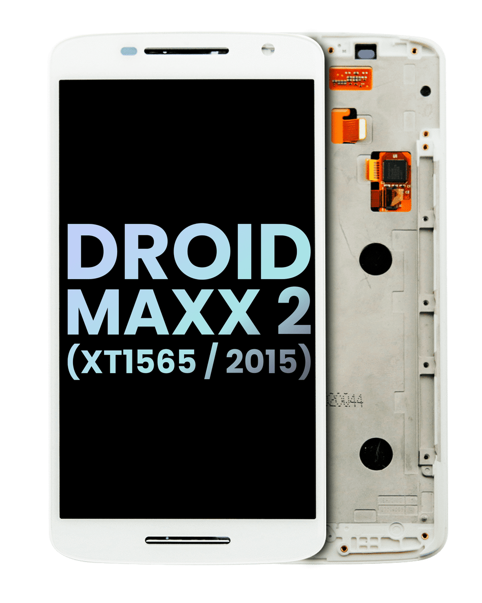 LCD Assembly With Frame Compatible For Motorola Droid Maxx 2  (XT1565 / 2015) (Genuine OEM) (White)