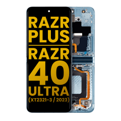 Inner OLED Assembly With Frame For Motorola Moto Razr Plus 2023 / Razr 40 Ultra (XT2321 / 2023) (Refurbished) (Glacier Blue)