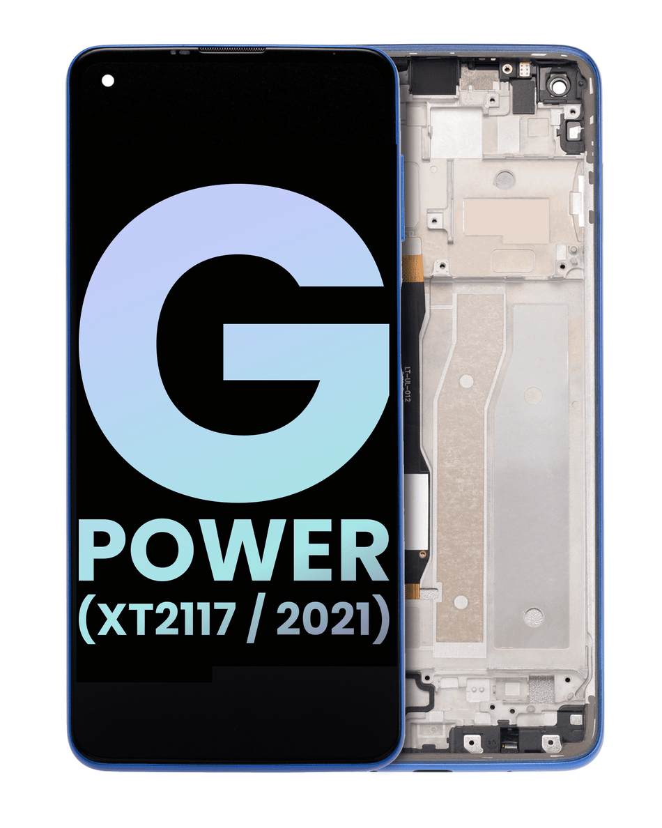 LCD Assembly With Frame Compatible For Motorola Moto G Power (XT2117 / 2021) (Genuine OEM) (Blue)
