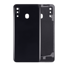 Back cover Glass With Camera Lens For Samsung Galaxy A20 (A205 / 2019) (Aftermarket Plus) (Black)