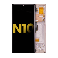 OLED Assembly With Frame For Samsung Galaxy Note 10 (Refurbished) (Aura Glow / Silver)