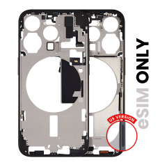 Mid-Frame Housing  W/ Small Parts For iPhone 15 Pro (US Version) (Used OEM Pull: Grade C) (Black Titanium)