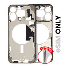 Mid-Frame Housing  W/ Small Parts For iPhone 15 Pro Max (US Version) (Used OEM Pull: Grade B) (Natural Titanium)