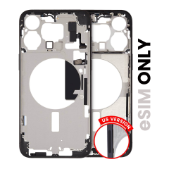Mid-Frame Housing  W/ Small Parts For iPhone 15 Pro Max (US Version) (Used OEM Pull: Grade B) (Black Titanium)