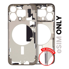 Mid-Frame Housing  W/ Small Parts For iPhone 15 Pro Max (US Version) (Used OEM Pull: Grade A) (Natural Titanium)