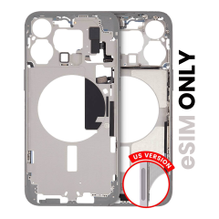 Mid-Frame Housing  W/ Small Parts For iPhone 15 Pro Max (US Version) (Used OEM Pull: Grade A) (White Titanium)