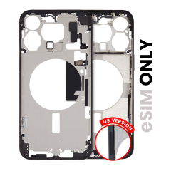 Mid-Frame Housing W/ Small Parts For iPhone 15 Pro Max (US Version) (Used OEM Pull: Grade A) (Black Titanium)