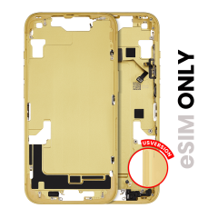 Mid-Frame Housing  W/ Small Parts For iPhone 14 (US Version) (Used OEM Pull: Grade B) (Yellow)