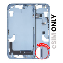 Mid-Frame Housing  W/ Small Parts For iPhone 14 (US Version) (Used OEM Pull: Grade B) (Blue)