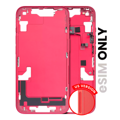 Mid-Frame Housing  W/ Small Parts For iPhone 14 (US Version) (Used OEM Pull: Grade C) (Red)