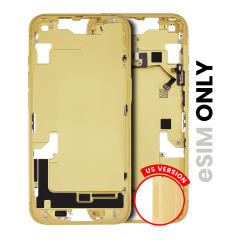 Mid-Frame Housing  W/ Small Parts For iPhone 14 (US Version) (Used OEM Pull: Grade A) (Yellow)