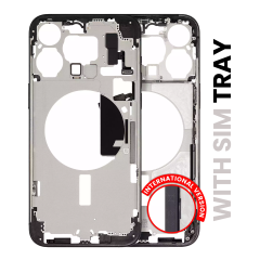 Mid-Frame Housing W/ Small Parts For iPhone 15 Pro Max (EU / Global Version) (Used OEM Pull: Grade A) (Black Titanium)