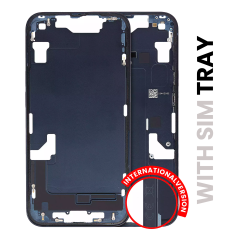 Mid-Frame Housing  W/ Small Parts For iPhone 14 (EU / Global Version) (Used OEM Pull: Grade A) (Midnight)