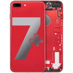 Back Housing W/ Small Components Pre-Installed For iPhone 7 Plus (Used OEM Pull: Grade A) (Red)