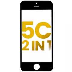 2 in 1 (Front Glass + Frame Pre-Installed) For iPhone 5C (2 Pack) (Black)