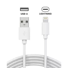 USB-A to Lightning Cable For iPhone / iPad (1 m / 3 ft) (OEM Pull Grade: New) (50 Pack)