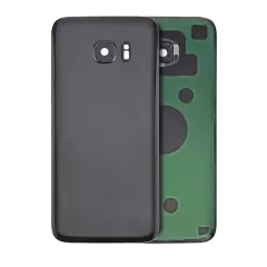 Back Cover Glass With Camera Lens For Samsung Galaxy S7 Edge (No Logo) (Aftermarket Plus) (Black)