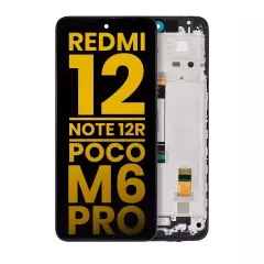 LCD Assembly With Frame Compatible For Xiaomi Redmi 12 4G / Redmi 12 5G /Redmi Note 12R  / Poco M6 Pro (Refurbished) (All Colors)