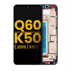 LCD Assembly With Frame For LG Q60 (Single Card Version) / K50 (2019 / X520) (Refurbished) (Aurora Black)