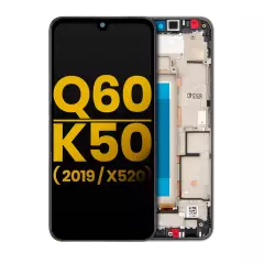 LCD Assembly With Frame For LG Q60 (Single Card Version) / K50 (2019 / X520) (Refurbished) (Silver)