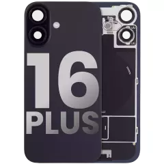 Back Glass w/ MagSafe Magnet & NFC & Flashlight Flex For iPhone 16 Plus (Used OEM Pull: Grade A) (Black)