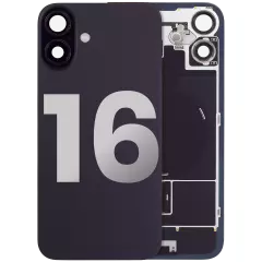 Back Glass w/ MagSafe Magnet & NFC & Flashlight Flex For iPhone 16 (Used OEM Pull: Grade A) (Black)