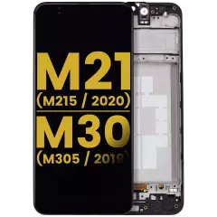 OLED Assembly With Frame For Samsung Galaxy M21 (M215 / 2020) / M30 (M305 / 2019) (Refurbished) (Black)