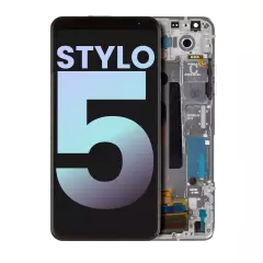 LCD Assembly With Frame For LG Stylo 5 (Genuine OEM) (Silvery White)