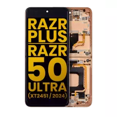 Inner OLED Assembly With Frame For Motorola Razr Plus 2024 / Razr 50 Ultra (XT2451 / 2024) / Razr Plus 2025 (XT2557) (Refurbished) (Peach Fuzz)