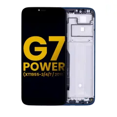 LCD Assembly With Frame For Motorola Moto G7 Power (XT1955-2/4/7 / 2019) (International Version) (154MM) (Refurbished) (Marine Blue)