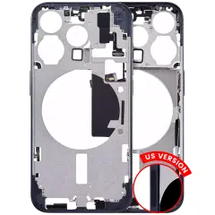 Mid-Frame Housing  W/ Small Parts For iPhone 15 Pro (US Version) (Aftermarket Plus) (Blue Titanium)