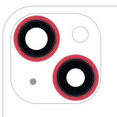 Back Camera Lens With Bracket  & Bezel For iPhone 13 / 13 Mini  ( 2 Piece) (Real Sapphire / Premium) (Red)