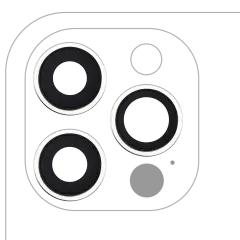 Back Camera Lens With Bracket &amp; Bezel For iPhone 12 Pro (3 Piece Set) (Real Sapphire / Premium) (Silver)