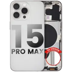 Back Housing W/ Small Parts For iPhone 15 Pro Max (US Version) (Used OEM Pull: Grade B) (White Titanium)