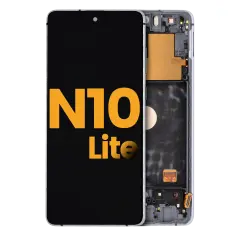 OLED Assembly With Frame For Samsung Galaxy Note 10 Lite (Refurbished) (Aura Glow / Silver)