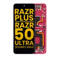 Inner OLED Assembly With Frame For Motorola Razr Plus 2024 / Razr 50 Ultra (XT2451 / 2024) / Razr Plus 2025  (XT2557) (Refurbished) (Hot Pink)