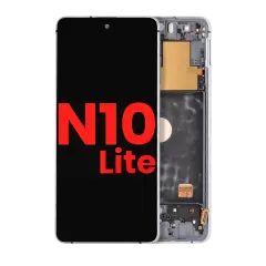 OLED Assembly With Frame For Samsung Galaxy Note 10 Lite (Aftermarket Plus) (Aura Glow / Silver)
